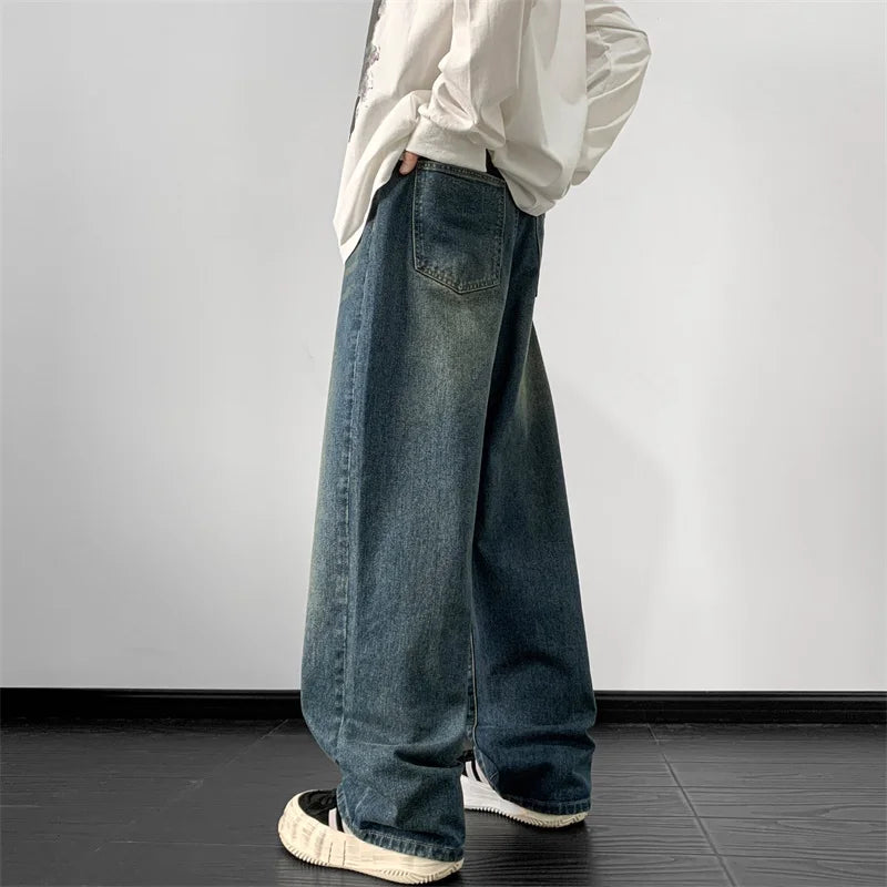 Men's Jeans Loose Denim Pants Wide Leg Jean Straight