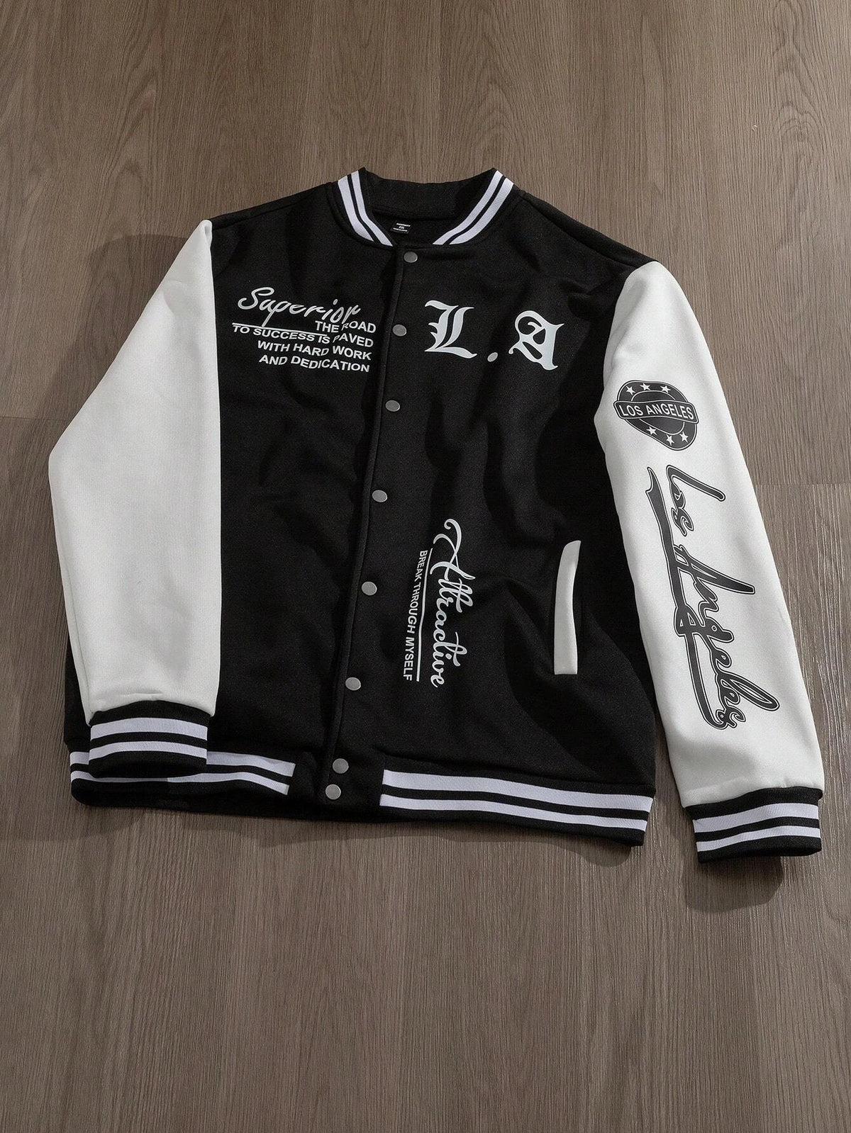 Men's Manfinity Emrg Simple Print Daily Long-Sleeve Baseball Jacket