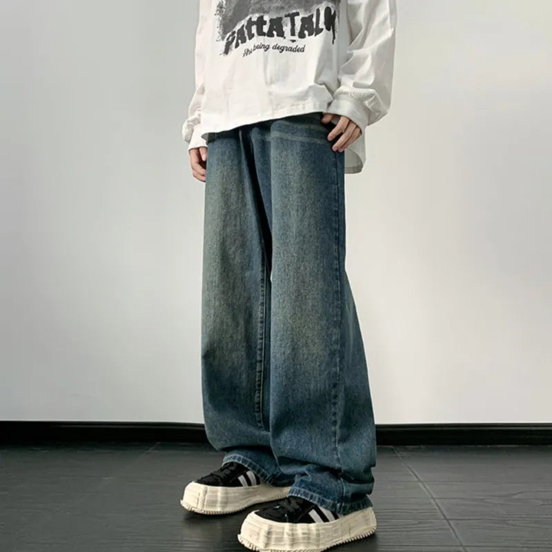 Men's Jeans Loose Denim Pants Wide Leg Jean Straight