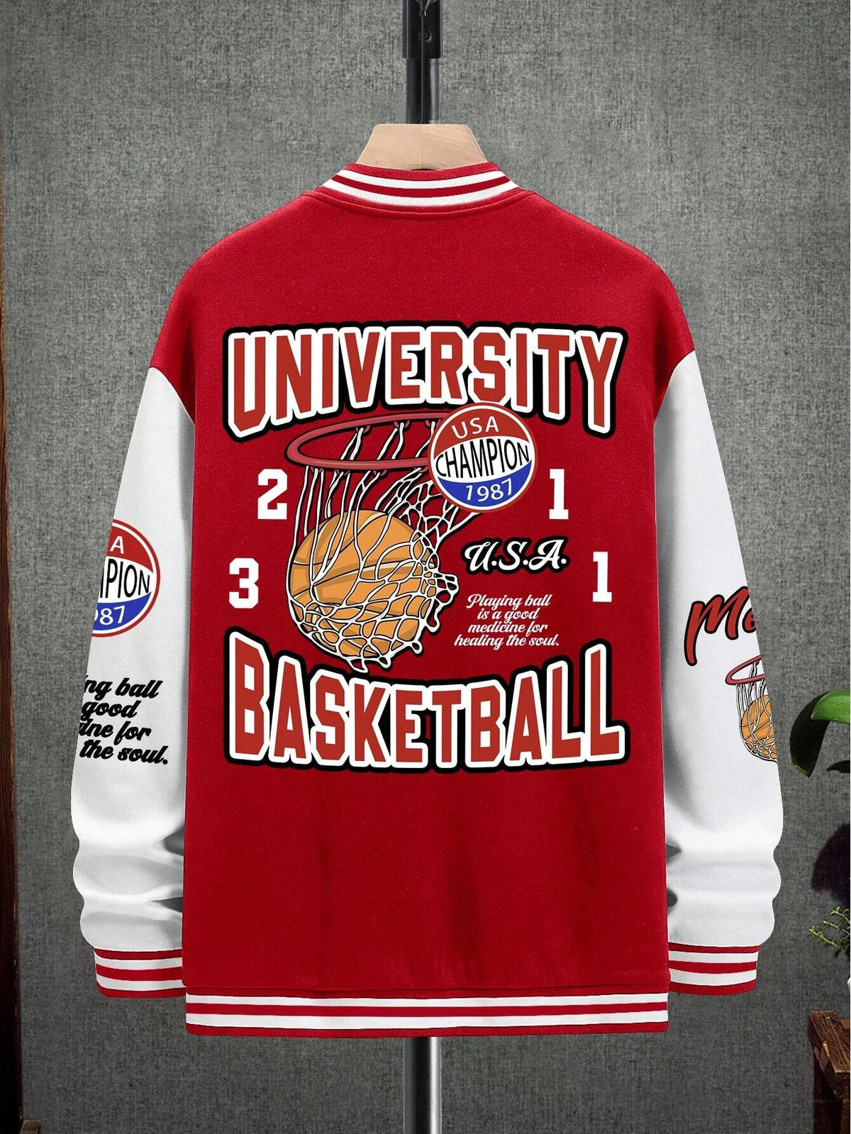 Men's Manfinity Emrg Oversized Drop Shoulder Varsity Jacket Letter