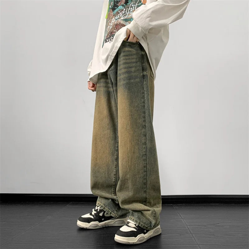 Men's Jeans Loose Denim Pants Wide Leg Jean Straight