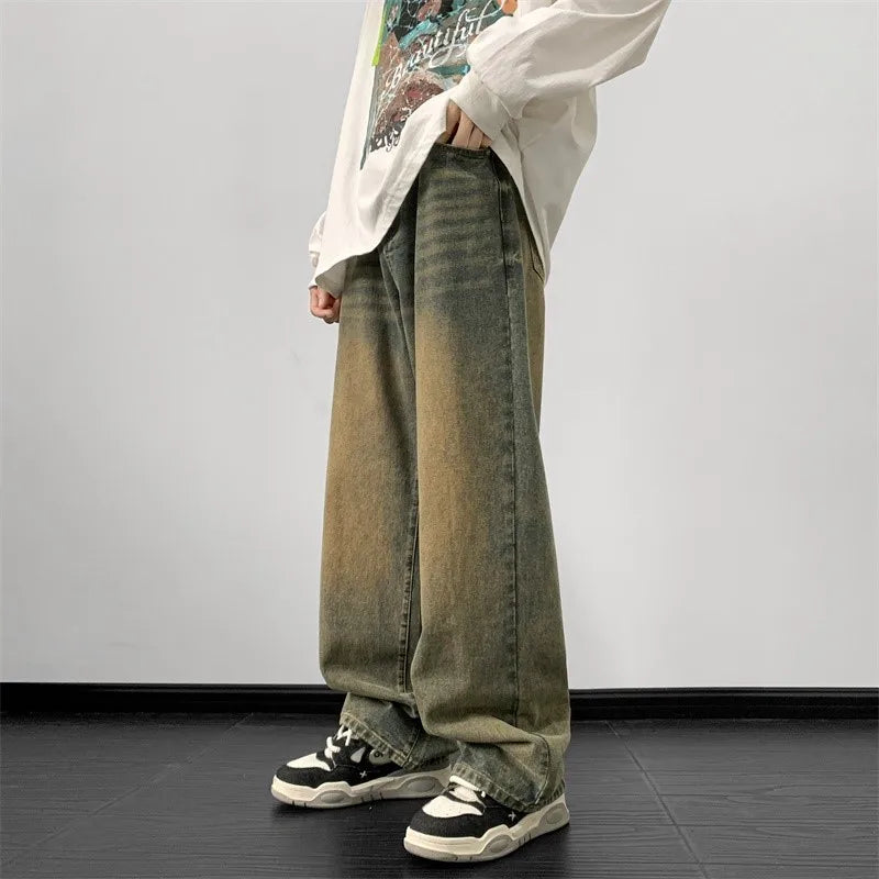 Men's Jeans Loose Denim Pants Wide Leg Jean Straight