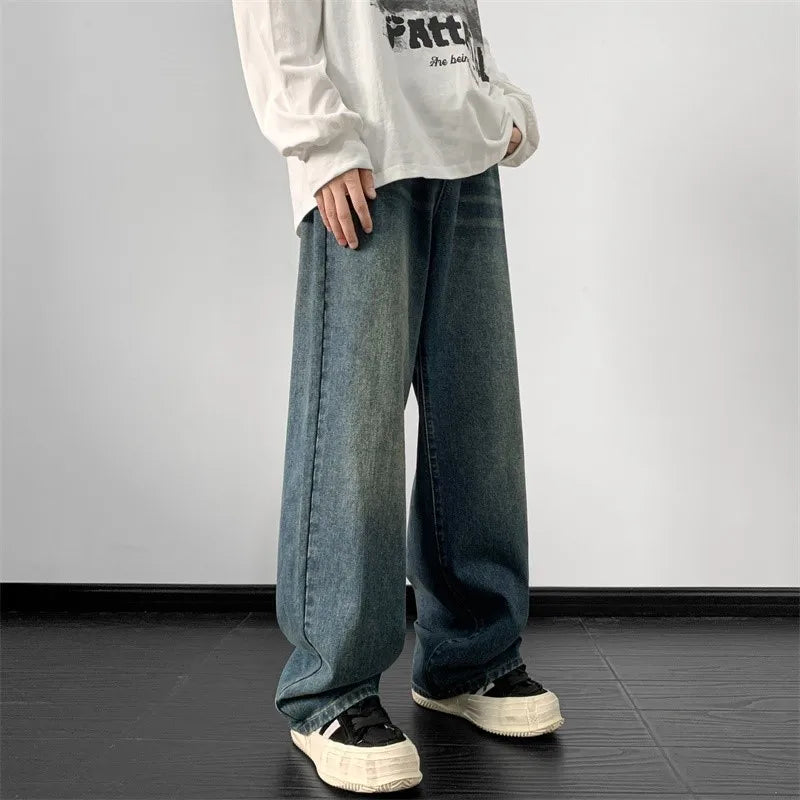 Men's Jeans Loose Denim Pants Wide Leg Jean Straight