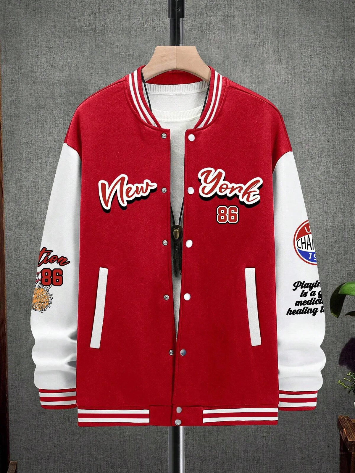 Men's Manfinity Emrg Oversized Drop Shoulder Varsity Jacket Letter