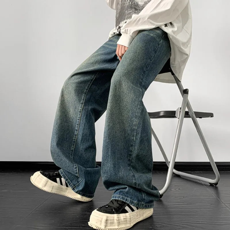 Men's Jeans Loose Denim Pants Wide Leg Jean Straight
