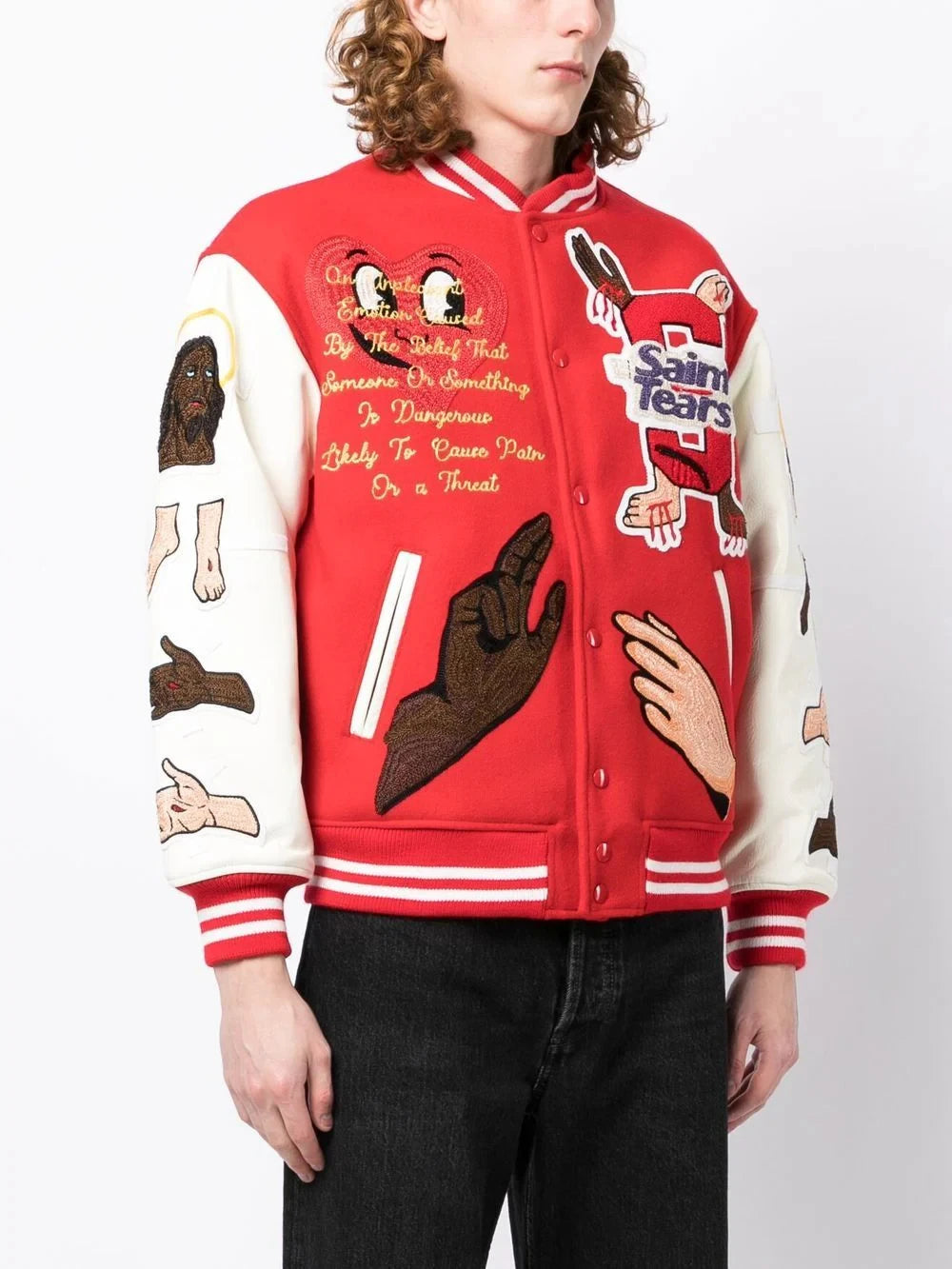Men's Loose Jacket Longsleeved Baseball Jacket Retro Letter Cycling